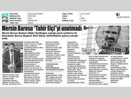 BASINDA BAROMUZ (Baro Başkanımız Av. Bilgin Yeşilboğaz Tahir Elçi'i Andı)