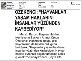 BASINDA BAROMUZ (Hayvanlar Yaşam Haklarını İnsanlar Yüzünden Kaybediyor)
