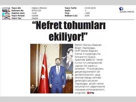BASINDA BAROMUZ ("Nefret Tohumlarının Yeşermesine İzin Vermeyeceğiz")