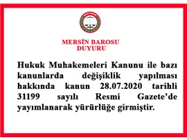 HMK VE BAZI KANUNLARDA DEĞİŞİKLİK YAPILMASINA HAKKINDA KANUN, RESMİ GAZETE'DE YAYIMLANDI
