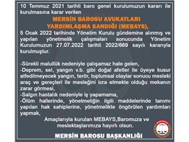MERSİN BAROSU AVUKAT YARDIMLAŞMA SANDIĞI (MEBAYS)