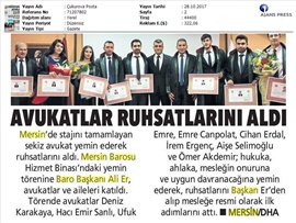 BASINDA BAROMUZ (Yemin Töreni- Av. Ali Er, "Avukat Adil Olmalı" )