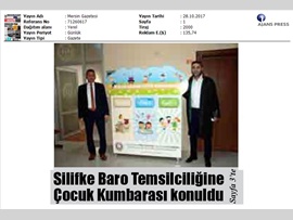 BASINDA BAROMUZ (Silifke Baro Temsilciliğimize Çocuk Kumbarası Konuldu)