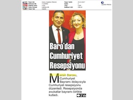 BASINDA BAROMUZ (Baromuz Cumhuriyet Bayramı Resepsiyonu Düzenledi) 30.10.2017