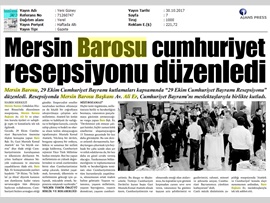 BASINDA BAROMUZ (Baromuz Cumhuriyet Bayramı Resepsiyonu Düzenledi) 30.10.2017