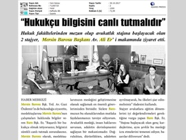 BASINDA BAROMUZ (Stj. Avukatların Başkanımıza Ziyareti-Hukukçu Bilgisini Canlı Tutmalı) 30.10.2017