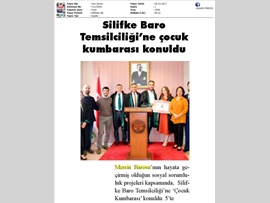 BASINDA BAROMUZ (Silifke Baro Temsilciliğimize Çocuk Kumbarası Konuldu)