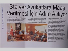 BASINDA BAROMUZ (Baro Başkanımız Av. Ali Er, "Stajyer Avukatlara Maaş Verilmeli")
