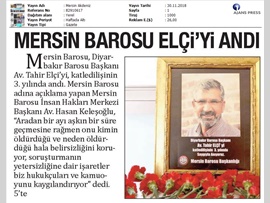 BASINDA BAROMUZ (Baro Başkanımız Av. Bilgin Yeşilboğaz Tahir Elçi'i Andı)