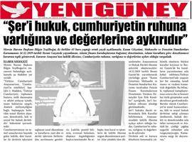 BASINDA BAROMUZ (Yeşilboğaz: "Şer'i Hukuk Cumhuriyetin Değerlerine, Ruhuna Aykırıdır")