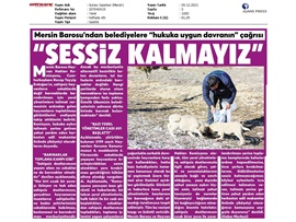 Mersin Barosu'ndan belediyelere, "Hukuka uygun davranın" çağrısı