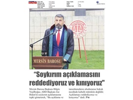 Yeşilboğaz: "Soykırım açıklamasını reddediyoruz ve kınıyoruz"