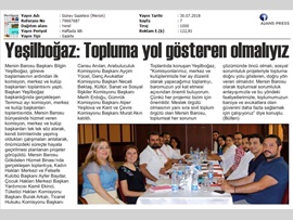 BASINDA BAROMUZ (Yeşilboğaz: 'Topluma Yol Gösteren Olmalıyız')