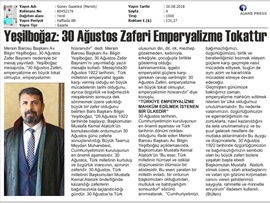 BASINDA BAROMUZ (Baro Başkanımızın 30 Ağustos Zafer Bayramı Mesajı)