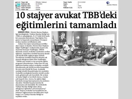 BASINDA BAROMUZ (10 Stj. Avukat TBB'deki Eğitimlerini Tamamladı)