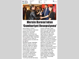 BASINDA BAROMUZ (Mersin Barosu Cumhuriyet Resepsiyonu Düzenledi)