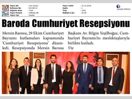 BASINDA BAROMUZ (Mersin Barosu Cumhuriyet Resepsiyonu Düzenledi)