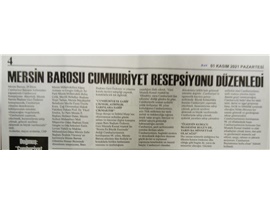 Mersin Barosu Cumhuriyet Resepsiyonu düzenledi