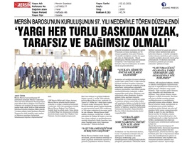 Mersin Barosu'nun kuruluşunun 97. yıldönümü töreni