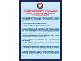 CORONA VİRÜS SALGINI NEDENİYLE BAROMUZ TARAFINDAN ALINAN TEDBİR VE UYGULAMALAR