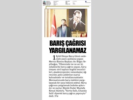 BASINDA BAROMUZ (Baro Başkanımızın 1 Eylül Dünya Barış Günü Mesajı)