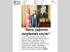 BASINDA BAROMUZ (Baro Başkanımızın 1 Eylül Dünya Barış Günü Mesajı)