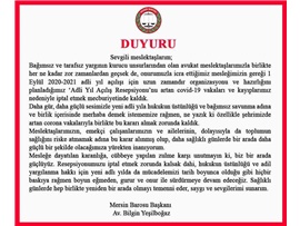 PANDEMİ NEDENİ İLE "ADLİ YIL RESEPSİYONUMUZ" İPTAL OLMUŞTUR