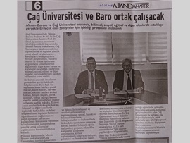 BASINDA BAROMUZ (Mersin Barosu-Çağ Üniversitesi İşbirliği Protokolü İmzaladı)