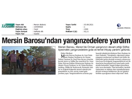 Mersin Barosu'ndan yangınzedelere yardım