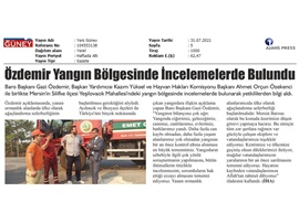 Yangın bölgesinde inceleme yapıldı
