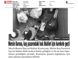 Mersin Barosu kuş pazarı için harekete geçti
