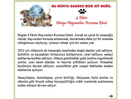 4 Ekim Dünya Hayvanları Koruma Günü