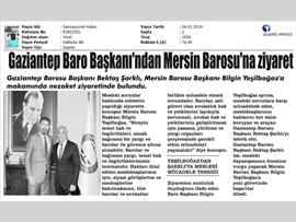 BASINDA BAROMUZ (Gaziantep Barosu Başkanı'ndan Baro Başkanımıza Ziyaret)