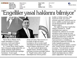 BASINDA BAROMUZ (Başkanımızın 3 Aralık Dünya Engelliler Günü Mesajı)
