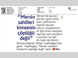 BASINDA BAROMUZ (Baro Başkanımız Av. Bilgin Yeşilboğaz'dan Balık Çiftliklerine Tepki)