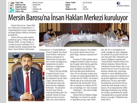 BASINDA BAROMUZ (Mersin Barosu'na İnsan Hakları Merkezi Kuruluyor)