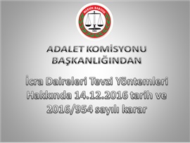 Adalet Komisyonu Başkanlığından İcra Daireleri Tevzi Yöntemleri