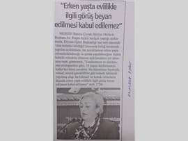 BASINDA BAROMUZ (Diyanet İşleri Başkanlığı'nın Erken Yaşta Evlilikle İle İlgili Açıklamasına Tepki)