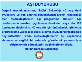 AŞI DUYURUSU