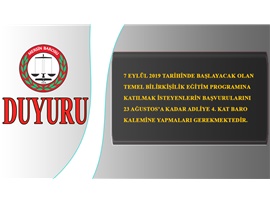 BİLİRKİŞİLİK EĞİTİM PROGRAMI DUYURUSU