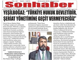 BASINDA BAROMUZ (Yeşilboğaz: "Hukuk Devleti Şeriatla Yönetilemez")