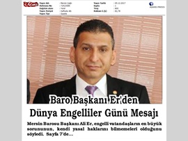BASINDA BAROMUZ (Başkanımızın 3 Aralık Dünya Engelliler Günü Mesajı)