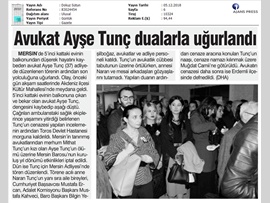 BASINDA BAROMUZ (Av. Ayşe Tunç Cenaze Töreni)