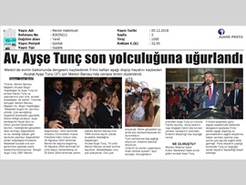BASINDA BAROMUZ (Av. Ayşe Tunç Cenaze Töreni)