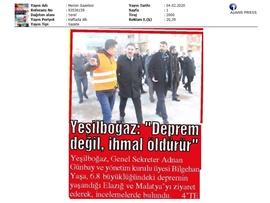 BASINDA BAROMUZ (Başkanımız, Deprem Bölgesini Ziyaret Etti)