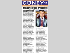 BASINDA BAROMUZ (Başkan Vekilimiz Av. Gazi Özdemir, "Kentimizde Nükleer Çöplük İstemiyoruz")