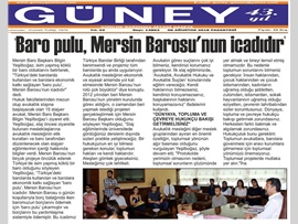 BASINDA BAROMUZ (Yeşilboğaz: "Baro Pulu Mersin Barosu'nun İcadıdır")