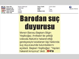 BASINDA BAROMUZ (Baromuzdan Atatürk'e Hakaret Eden Kişiye Suç Duyurusu)