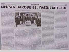 BASINDA BAROMUZ (Erdemli İlçe Temsilciliğimizde Baromuzun 93. Yaşını Kutladı)