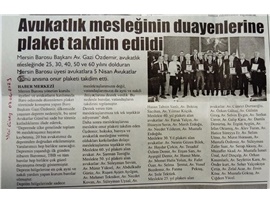 Avukatlık mesleğinin duayenlerine plaket takdim edildi